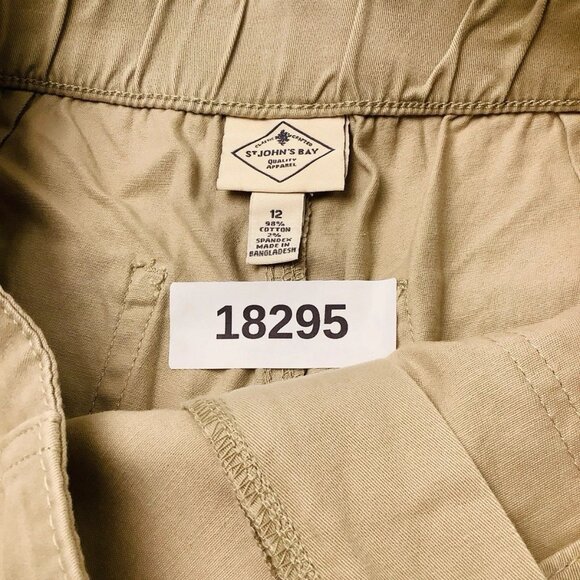 NWT St Johns Bay Chino Straight Pants Womens 12 Beige Khaki High-Rise - Picture 10 of 10